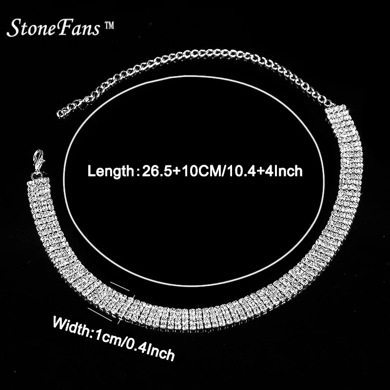 StoneFans Стразы простое колье-ошейник ожерелье для женщин драгоценный камень массивное роскошное ожерелье Кристальные Чокеры чокер цепь офисная бижутерия