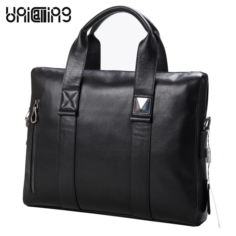 

UniCalling men leather handbag fashion premium quality genuine leather business briefcase crossbody leather laptop bag male
