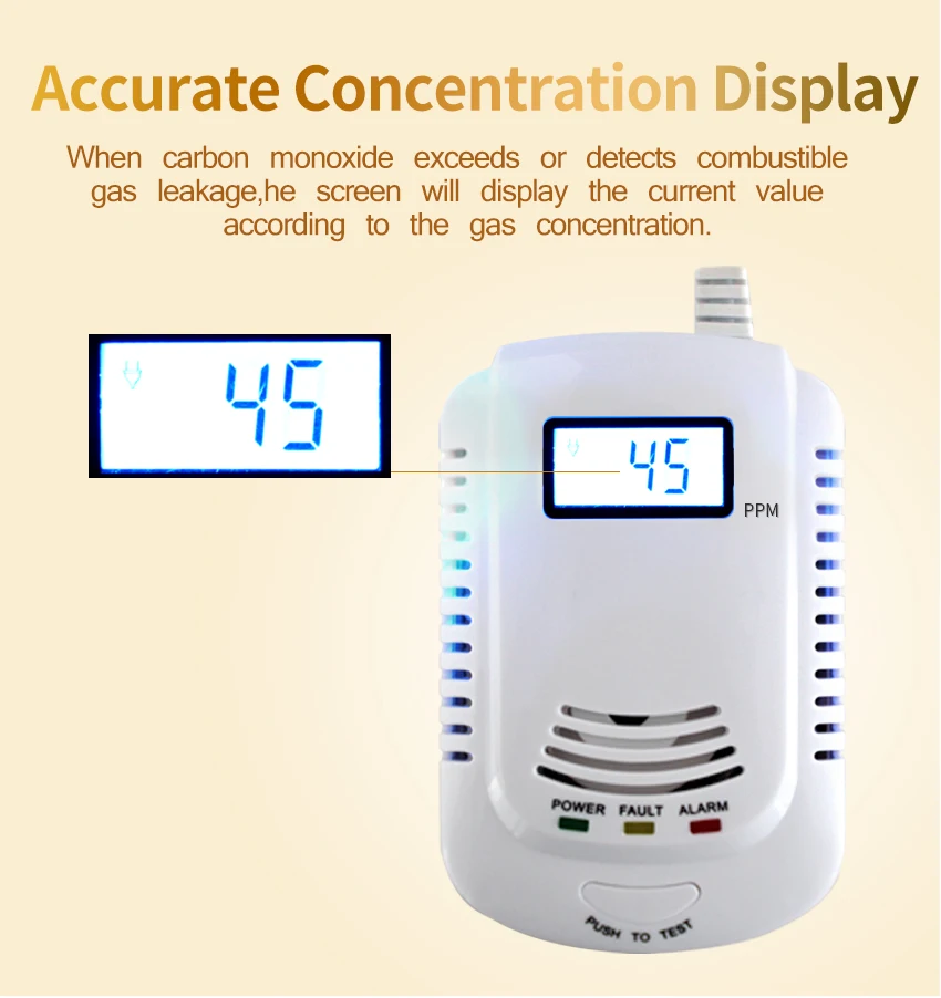 Fumaça de Monóxido de Carbono Sensor de Gás Detector de Fumaça de Alarme para Home Combinação Security co 5 Sensor e detector