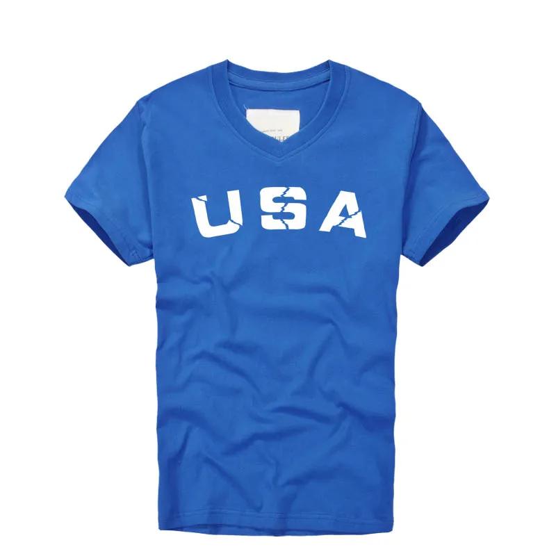 2016 Summer Mens Letter Print Cotton font b T b font shirts USA Pattern Short Sleeve
