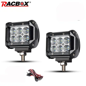 

2pcs 18W 4 inch LED Work Light with Wire Lamp Bar Slideable Flood Spot 12V 24V for Car Tractor Boat Motorcycle 4WD ATV SUV MPV