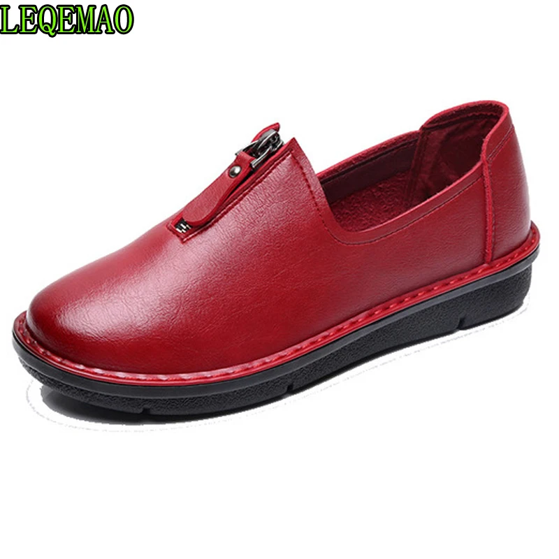Women Shoes 2019 soft Leather Women Flats Casual Shoes Women's Slip On Comfortable Plus Size Work shoes Ladies Shoes Women Shoes 2019 soft Leather Women Flats Casual Shoes Women's Slip On Comfortable Plus Size Work shoes Ladies Shoes