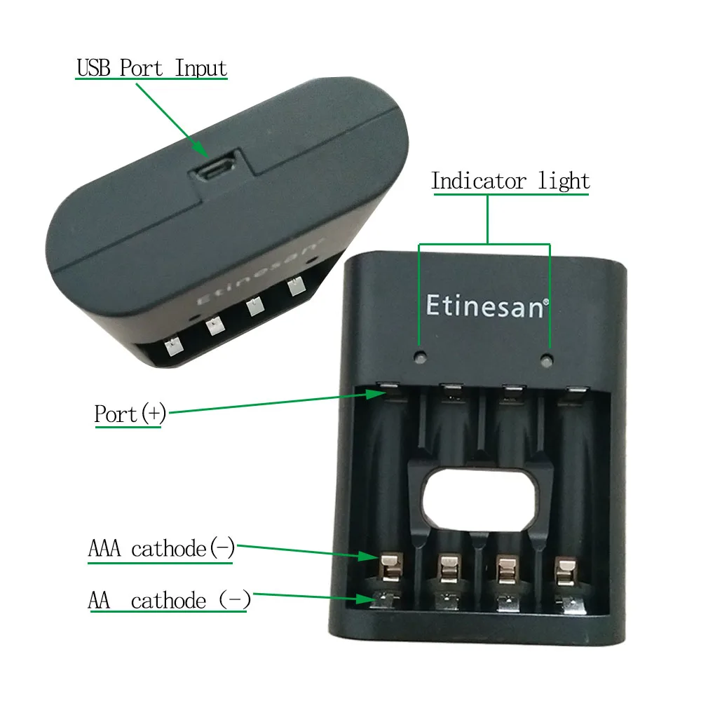 Etinesan 1 5 v 3000mWh литий полимерный ионный аккумулятор AA батареи + 4 слота зарядное