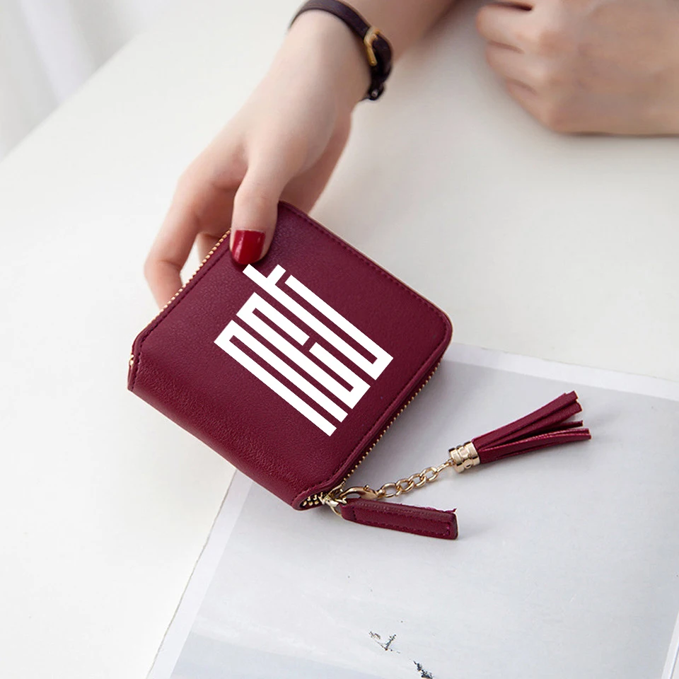 

2018 NCT Wallets Koran Women Wallets The 7th Sense Short Zipper card wallet Girl Tassel wallets and purses Mini 3D Print Bags