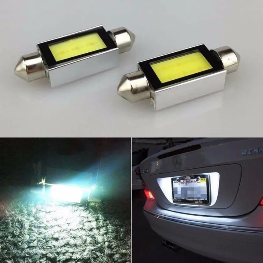 

High Quality 2 PCS White Xenon 31mm /36mm/39mm/41mm Car COB LED License Plate Light 6418 C5W 4W LED 12V Bulbs For Universal Cars