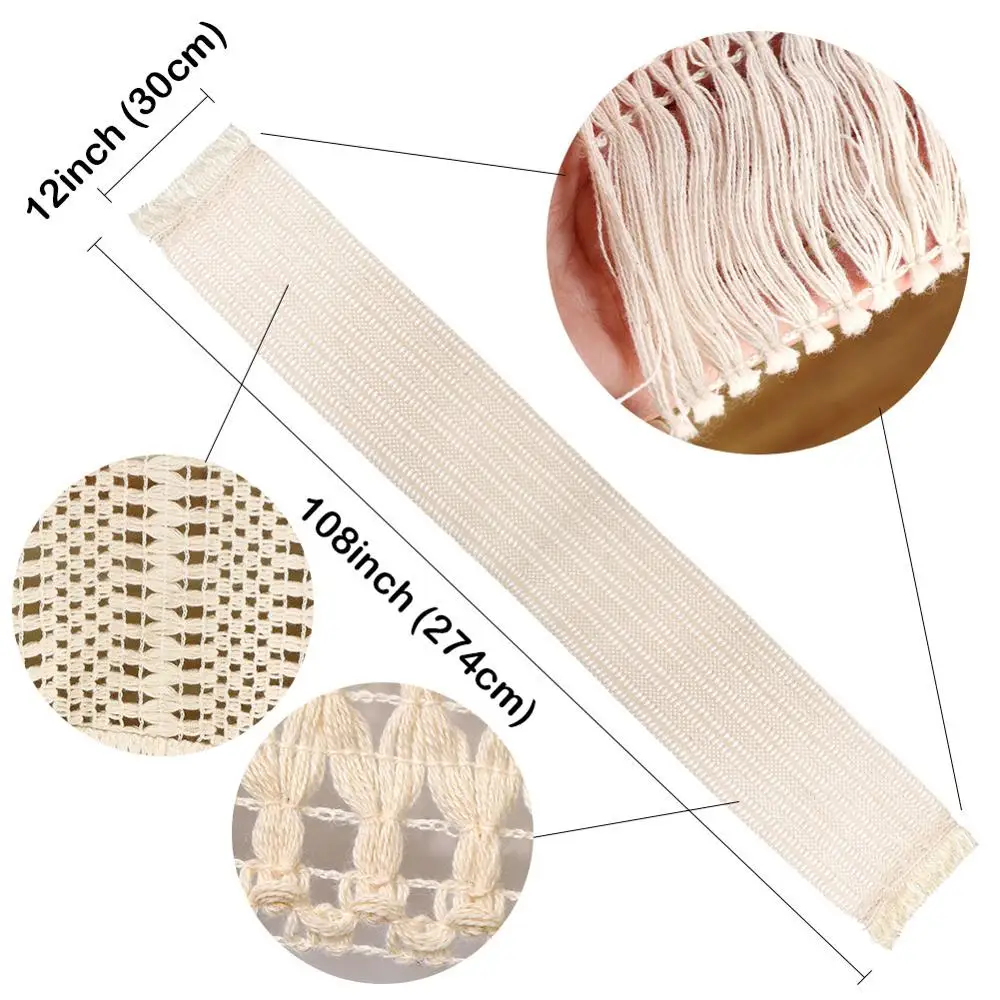 OurWarm Бохо свадебное украшение стола марокканское макраме настольная дорожка с кистями детский душ день рождения принадлежности 30X274 см - Цвет: Бежевый