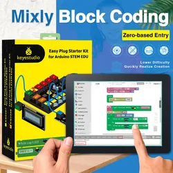 Keyestudio – Kit d'apprentissage pour Arduino STEM EDU, prise facile, démarreur ultime, Compatible avec les blocs mixtes 
