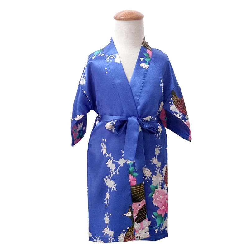Kids Robe Satin Silk Children 2018 Summer Kimono Bath Robes Flower