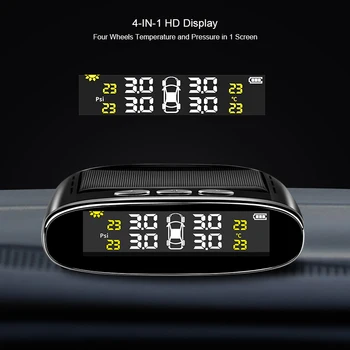 

Solar TPMS Tyre Pressure Monitoring Solar System Car Tire Security Temperature Safety Diagnostic Tool 4 Internal/External