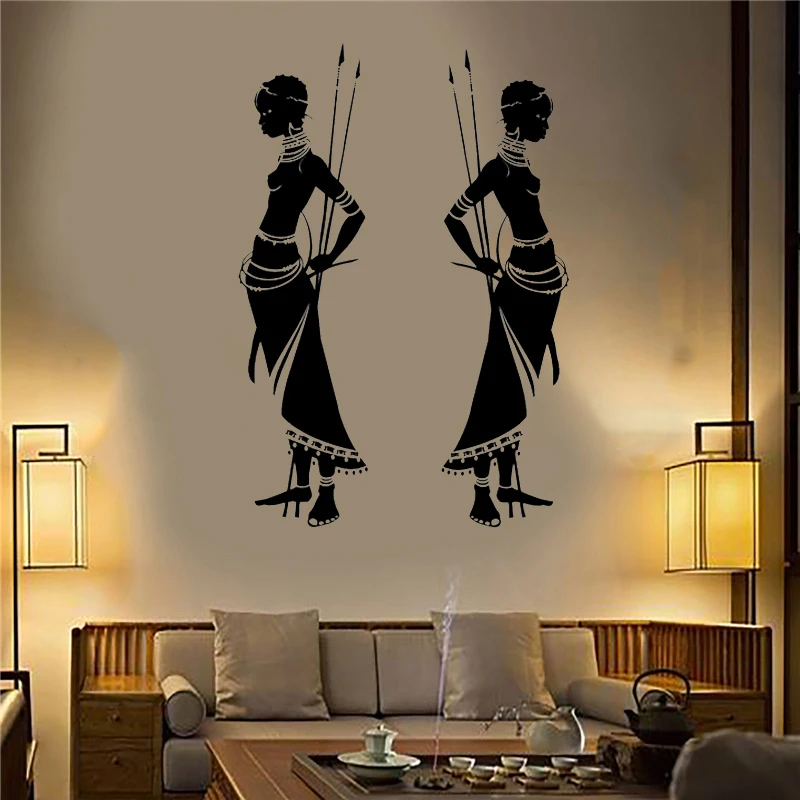 

Tribal African Woman Wall Sticker Vinyl Art Removable Poster Mural Beuaty Ancient tribe Living Room Decoration Decals LX117