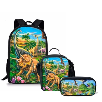

Coloranimal Dinosaur Bag Child School Backpack Cool Dinosaur Print Best Gift Bagpack Orthopedic Schoolbag 3Pcs Set Boy Satchel