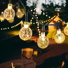 Crystal-Ball Garlands Fairy-Lights Led-String Solar-Lamp Christmas-Decor LEDS Garden