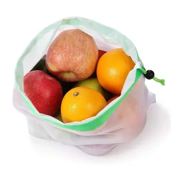 

5 Pcs Reusable Mesh Produce Bags Washable Eco Friendly Bags for Grocery Shopping Storage Fruit Toys Vegetable