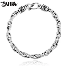 ZABRA Real Solid 925 Sterling Silver Water Shape Vintage Bracelet for Mens Women Steampunk Retro Thai