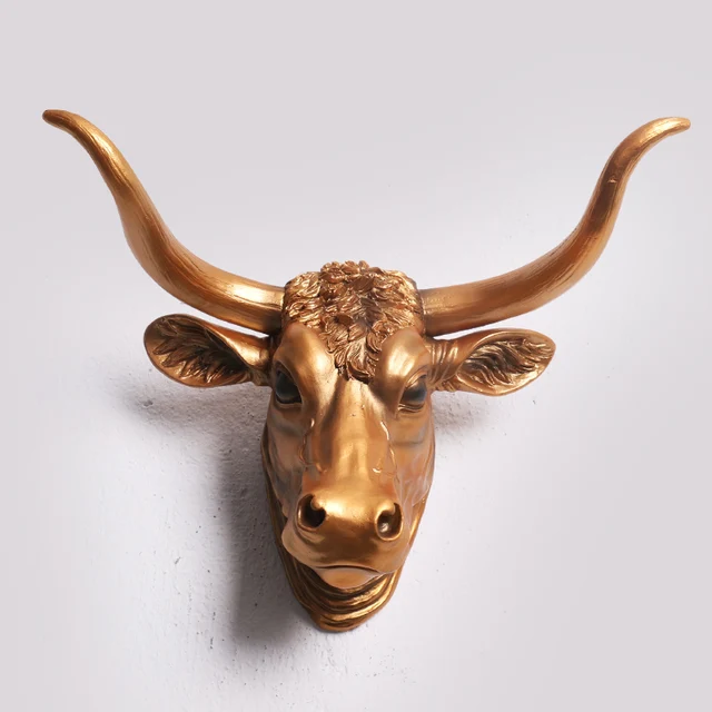 Bull Style Creative Resin Animal Head Bull Head Wall Decoration Retro