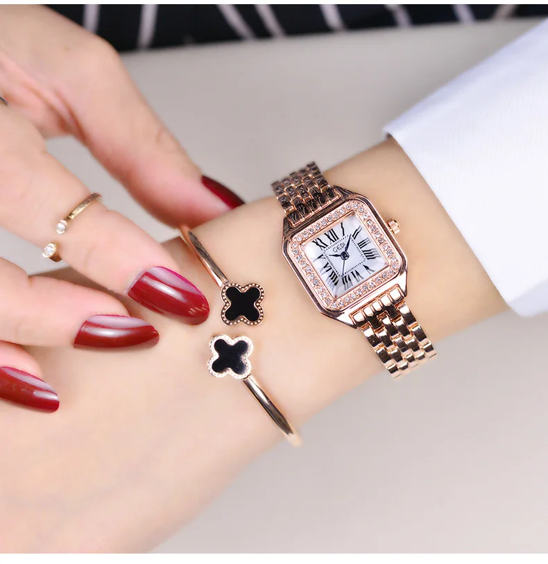 luxo aço inoxidável pulseira relógios senhoras vestido quartzo marca reloj mujer