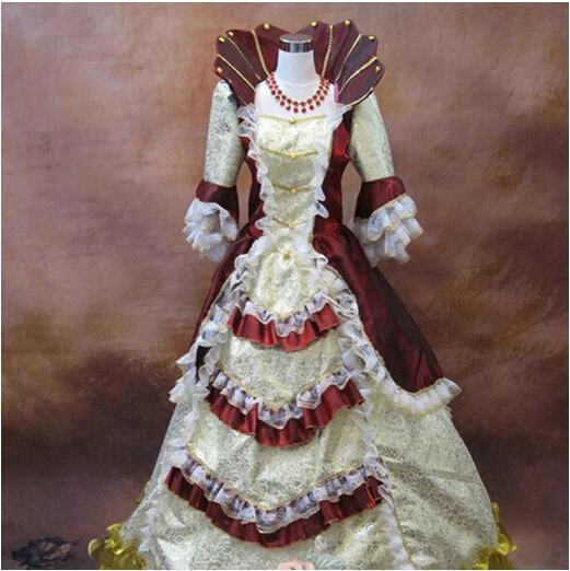 

(GT002) Hot Sale Lolita Gothic Renaissance Medieval Long Court Costume Halloween Princess Luxury PartyCosplay
