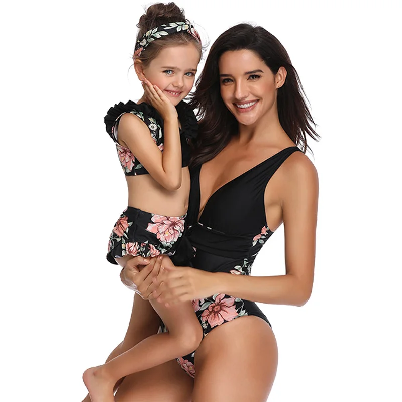 

Women Girl One-Piece Suits Bikini Swimsuit Swimwear For Mother and Daughter Swimsuit Bikinis Family Matching Outfits Look