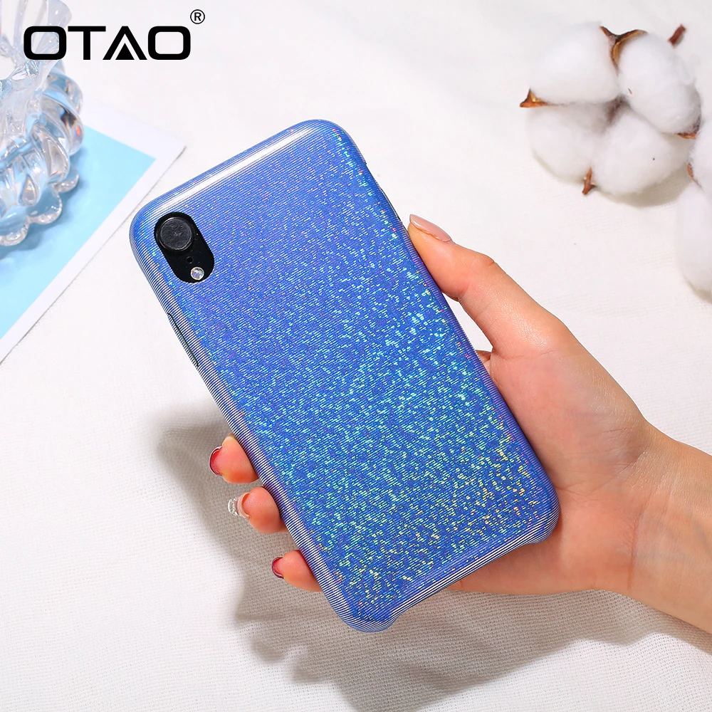

OTAO New Glitter Bling Case For iPhone 8 7 Plus 6 6s X XS MAX XR Cover Gradient Case Shining Case 7plus Shock Leather Case Coque