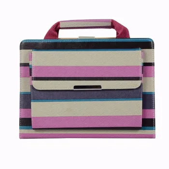 

20pcs/lot Classic Stripe shell wallet leather cover case for apple ipad mini 1 2 3 4 5 Handbag high quality cover case
