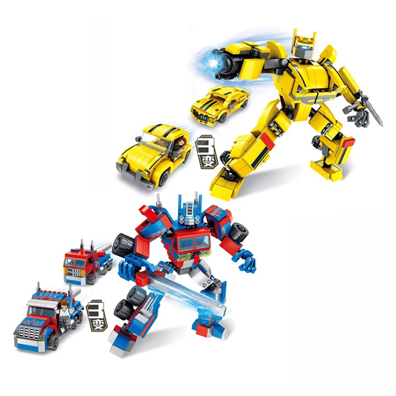 

3 Forms Deformation Transformation Car Truck Robot Movie Series Building Blocks Compatible Legoings City Model Toys for Children