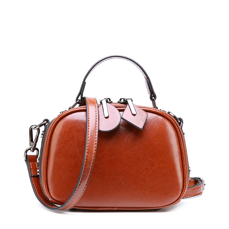 ALNEED сумка для женщин, роскошные сумки через плечо, дизайнерская маленькая сумка через плечо, винтажная сумка-мессенджер, женские круглые сумки с верхней ручкой - Цвет: Brown