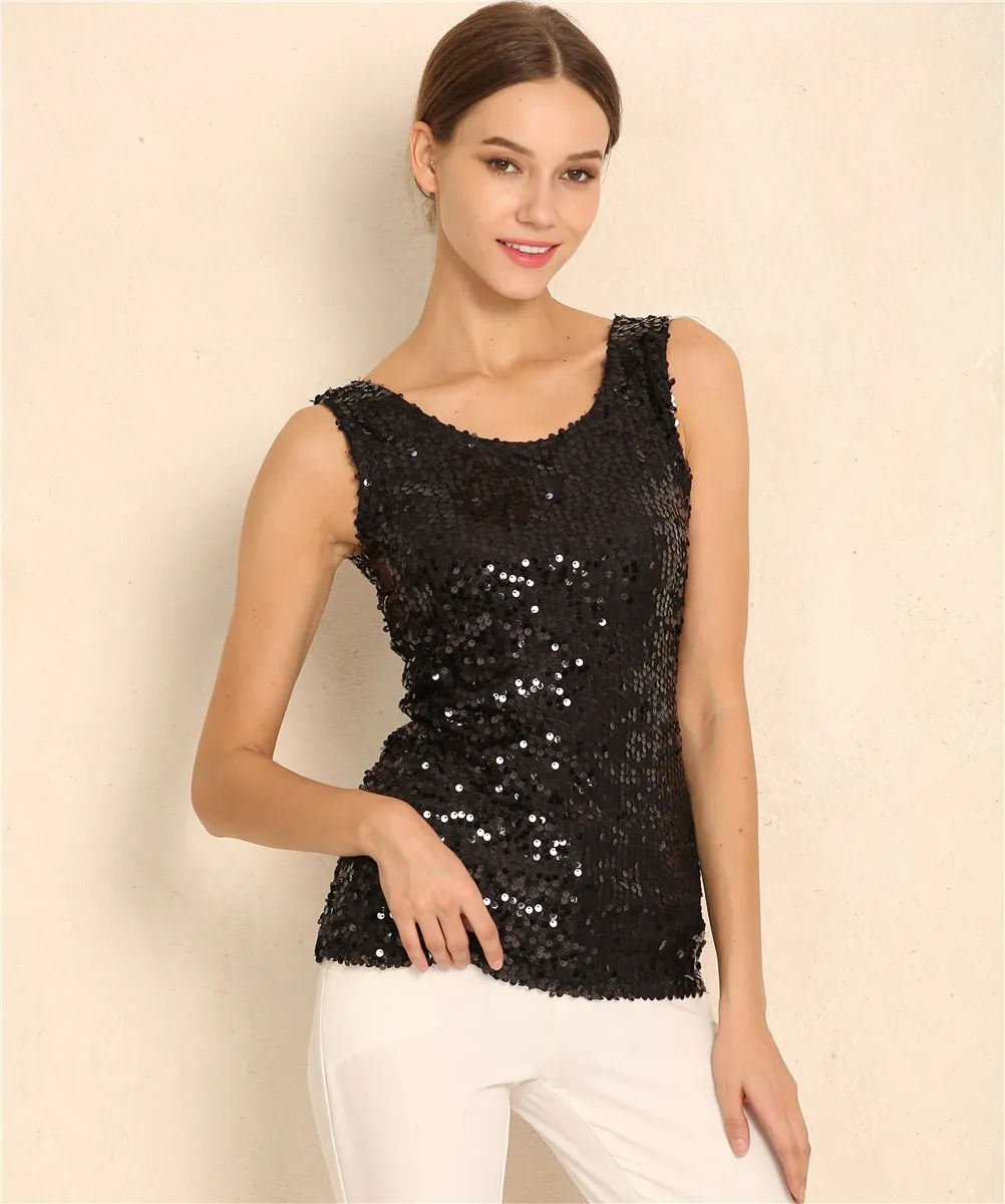 Women Sexy Sequin Glitter Blouses Summer Casual Shirts Vintage Tops womens shirts