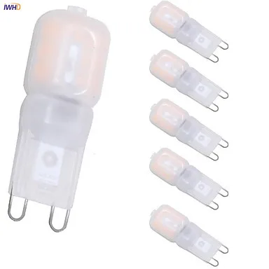

IWHD 6pcs 2W G9 LED Lamp Bulb 220V 160LM Dimmable 14XSMD3528 LED G9 220V Corn Bi-pin Lights Warm White White 110v-220v