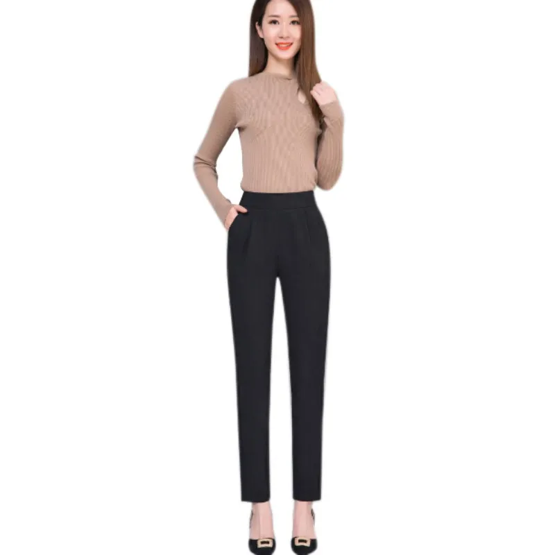 Office Lady Style Solid Long Pants Women Pencil Mid Waist Elastic Pocket Slim Work Trousers Female 2018 Hot | Женская одежда