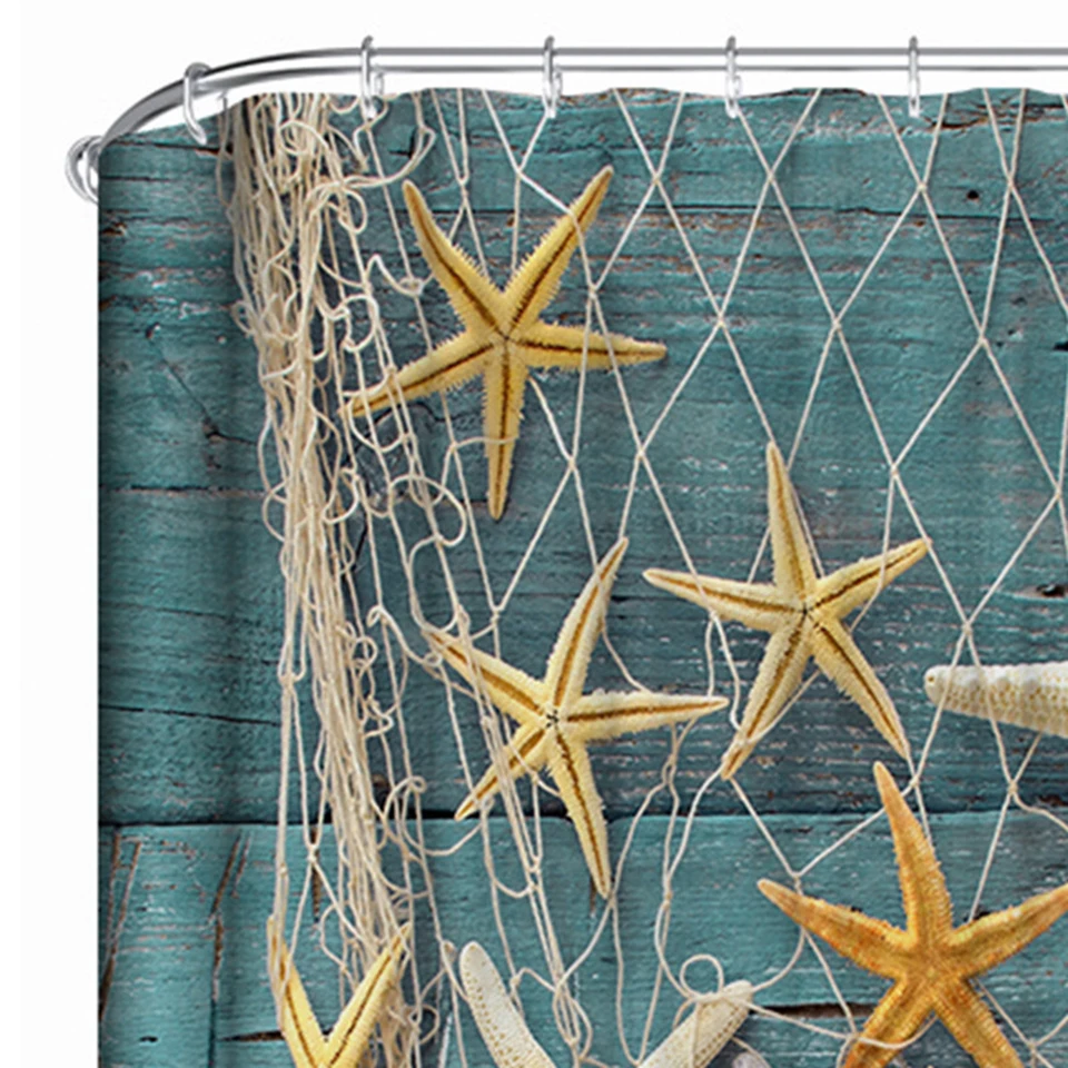 Пляжный душ шторка для ванной Декор Водонепроницаемая Раковина Морская звезда оболочка полиэстер ткань морские экраны 3D печатных занавес