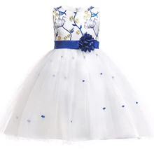 Лето Малыш Костюмы для девочек с цветочками Детские платья для девочек детская одежда с принтом платье принцессы вечерние свадебное платье L5022