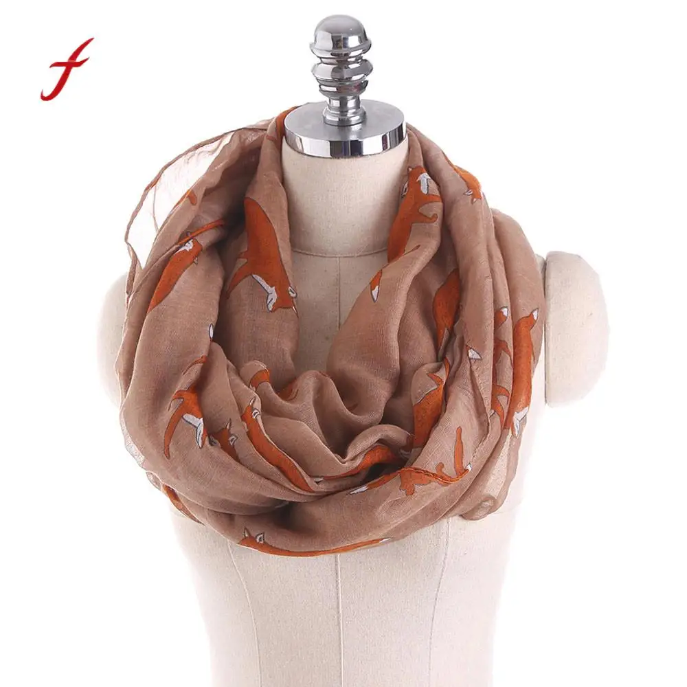 

Feitong Quality Keep Warm Bandana Scarves For Women Ladies Fox Print Pattern Scarf Voile Warm Wrap Stole Shawls Girls Snud