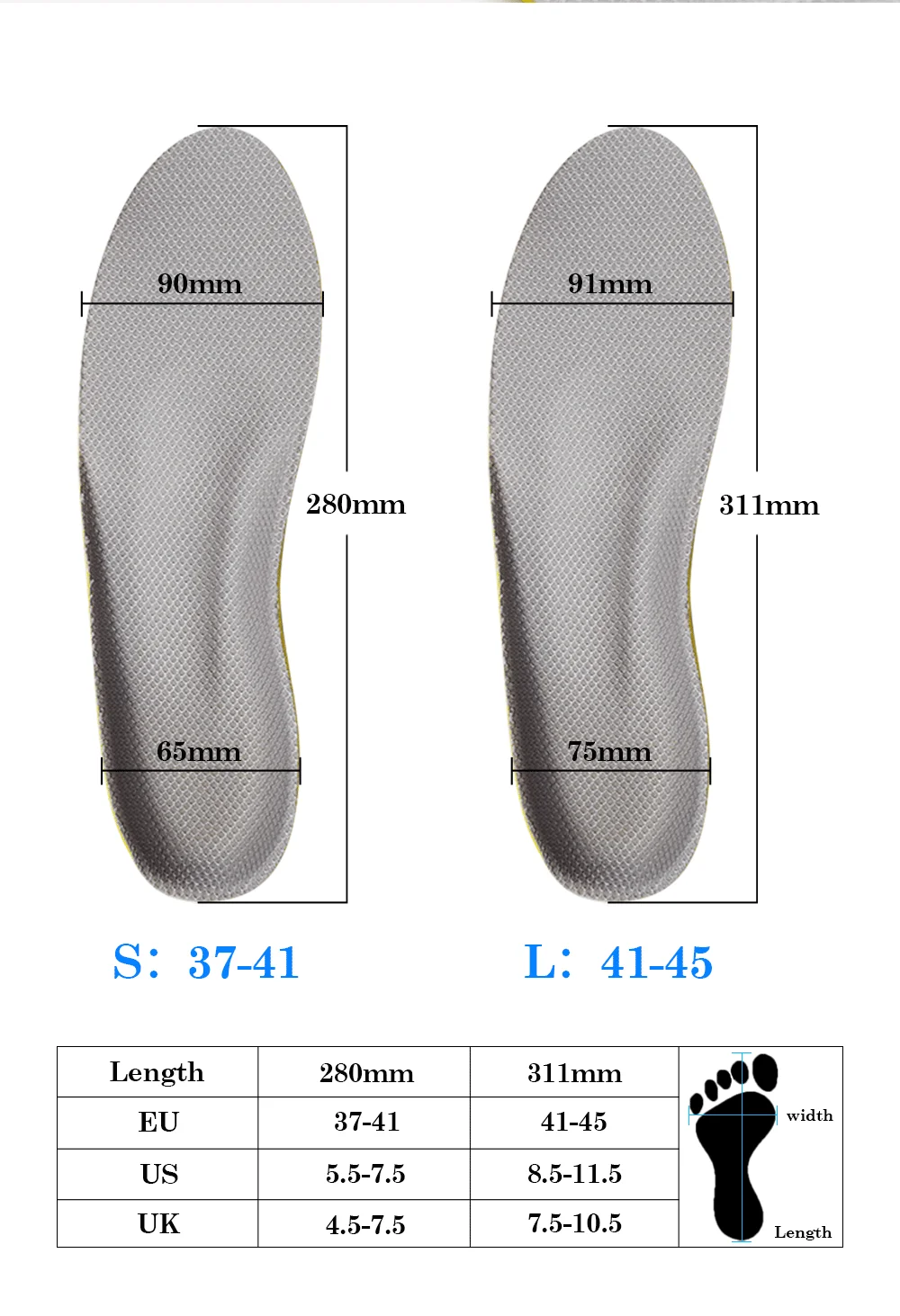 Memory Foam Sport Insoles Pads Arch Support Damping Plastic Parts Cushion Running Foot Care