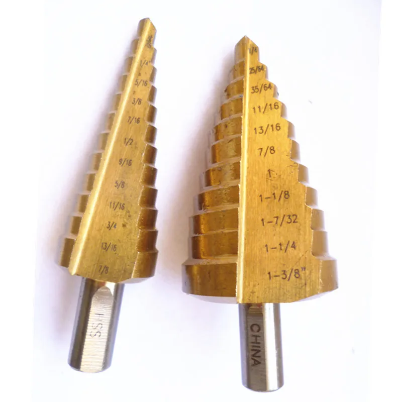 Buy 2pcs Titanium Coated High Speed Steel Step Drill