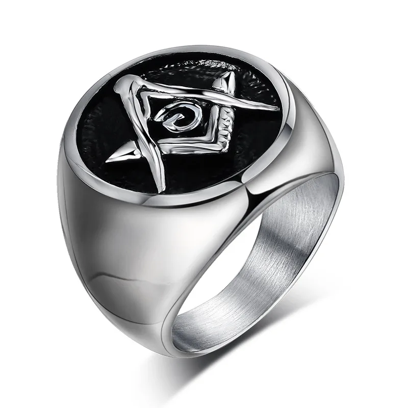 Classic Masonic Ring For Men Cool Stainless Steel Freemason Rings Mason