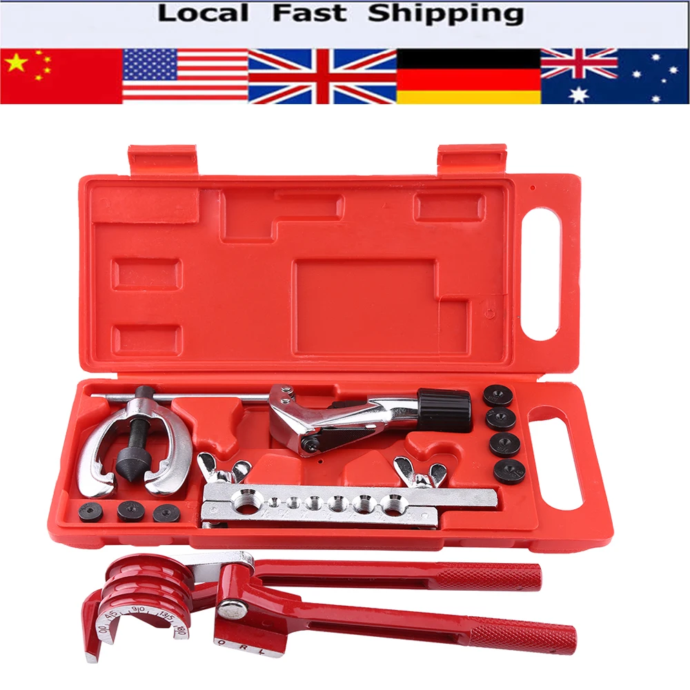 

11pc Copper Brake Fuel Pipe Repair Double Flaring Dies Tool Set Clamp Kit Tube Cutter Bending Tool Set Pipe Flaring Kit