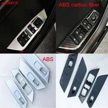 Carbon fiber window glass lifter switch buttons decorative frame covers trim interior car accessories for Skoda Kodiaq 2016 2017