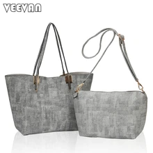 2017 Nuevo 2 Unids/set Office Lady Jeans Bolso Grande Bolso de Las Mujeres Bolsos de Hombro Mensajero de La Manera Bolsos Crossbody Bolsas de mano Femenina