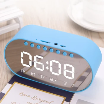 

Clock with Bluetooth Speaker Audio Dual Alarm Clock Wireless Card Speaker Domestic Beauty Mirror Screen for Music and Calling