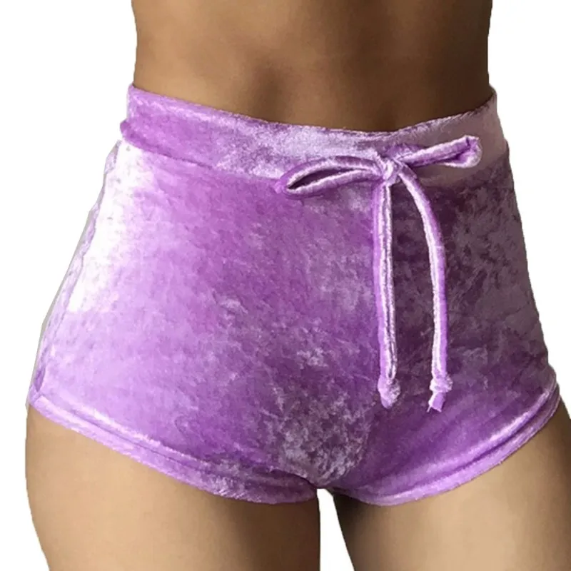 

New Fashion Women Ladies Elasticated Shorts 2018 Short pants Crushed Velour Velvet Mid Rise HOT Slim Bottoms