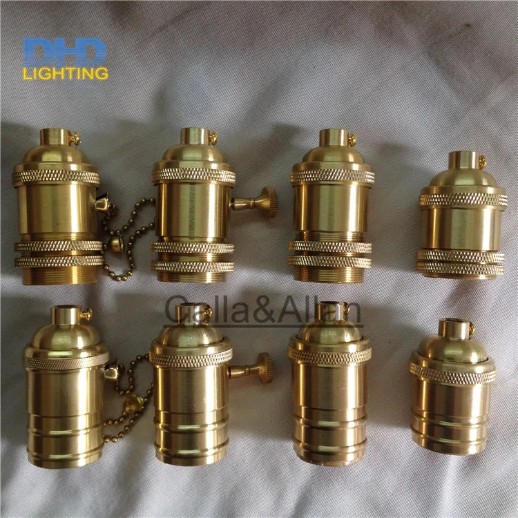 

Free shipping brass copper Lamp holder electric light socket with or without switch and threaded shade fitter DIY lighting base