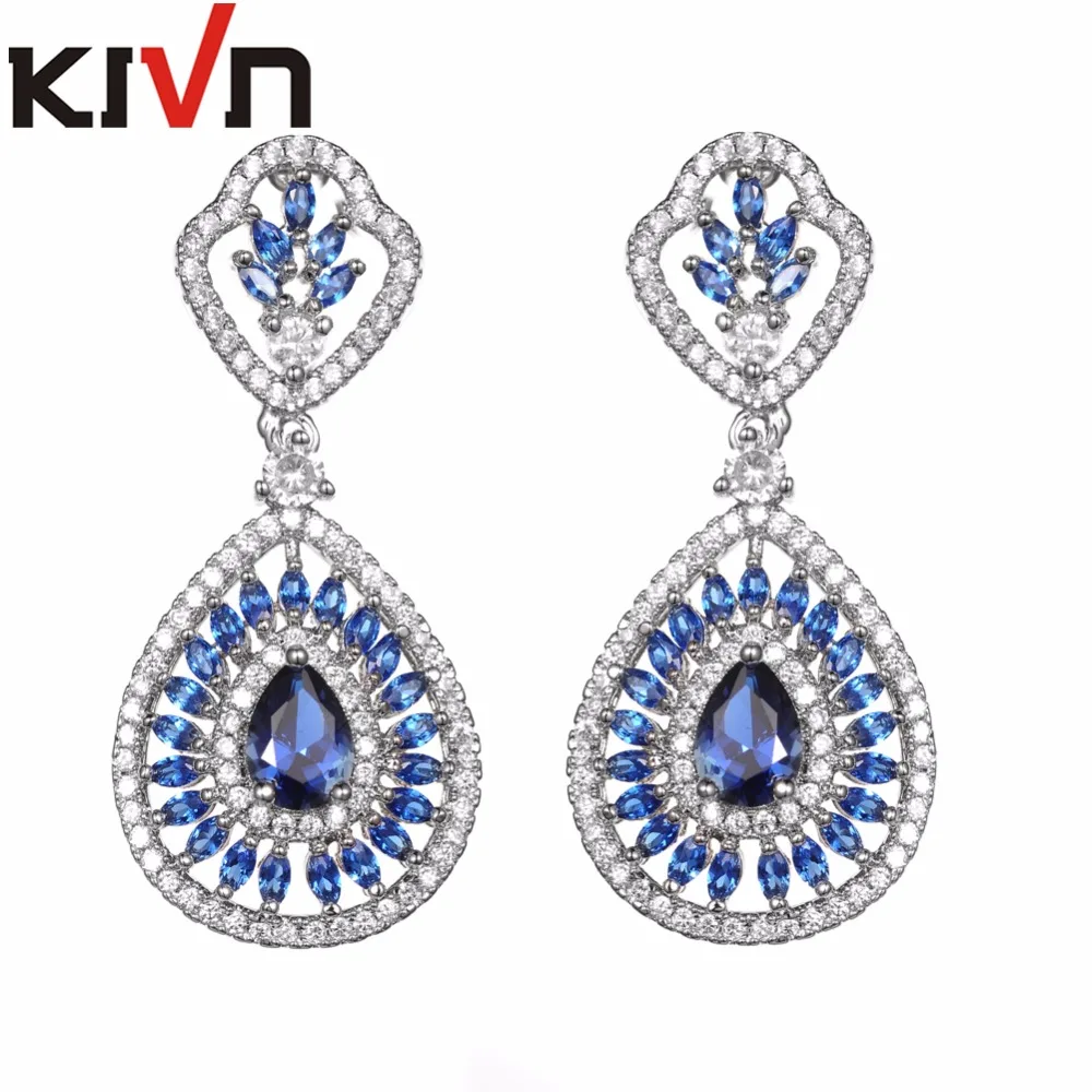 KIVN Fashion Jewelry Luxury CZ Cubic Zirconia Wedding Bridal Earrings for Women Promotional font b Christmas