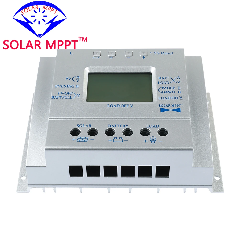 

MPPT 60A solar charge controller LCD screen Solar controller 12V 24V with light and timer control easy to set up for PV