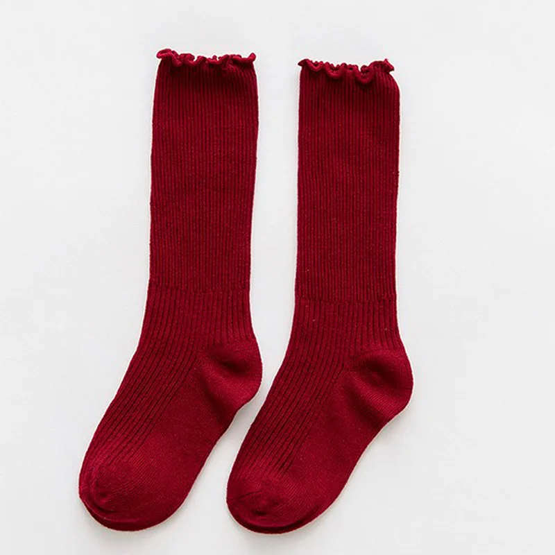Милый девочки Дети Колено хлопковые однотонные Цвет для ребенка ясельного