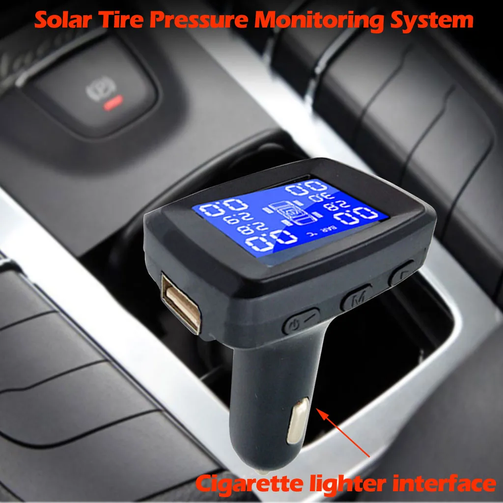 Автомобильный Автомобильный прикуриватель с ЖК-экраном и 4 датчиками, внутренний прикуриватель в режиме реального времени, автомобильный детектор TPMS