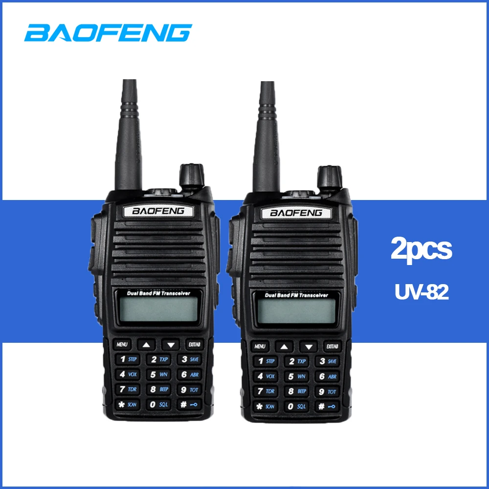 2 шт./лот, рация BaoFeng UV-82, Двухдиапазонная, 136-174/400-520 МГц, FM Ham, двухсторонний радиопередатчик, рация