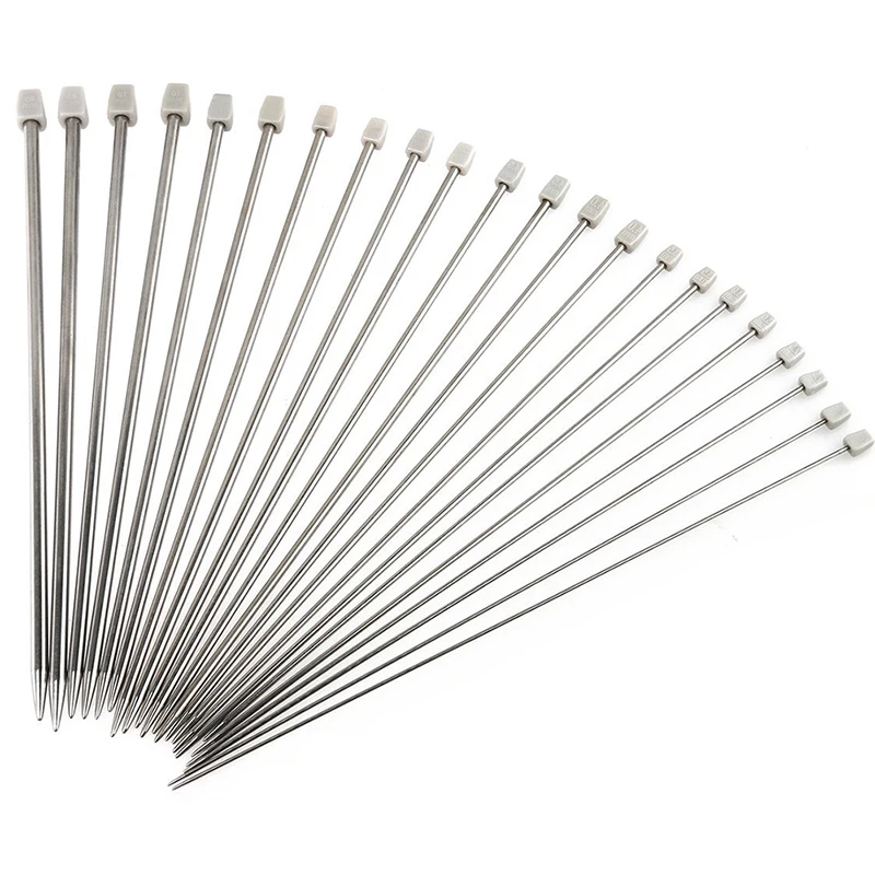 

22PCS 35CM Aluminum Hollow Single Pointed Knitting Needle Sweater Staight Needle in Different Sizes Weave Craft Yarn Stitches