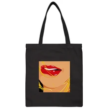 Women Girls Sexy Girl Red Lips Canvas Shoulder Hand Bag Tote Shopping Tote Crossbody Bag Day Bag