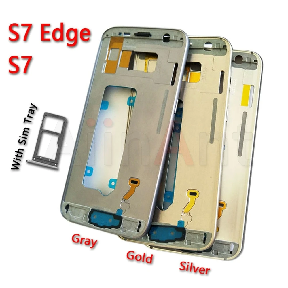 

Lcd Screen Middle Front Bezel Frame Metal Plate Housing Cover Sim Card Holder For Samsung Galaxy S7 Edge G930F G935f
