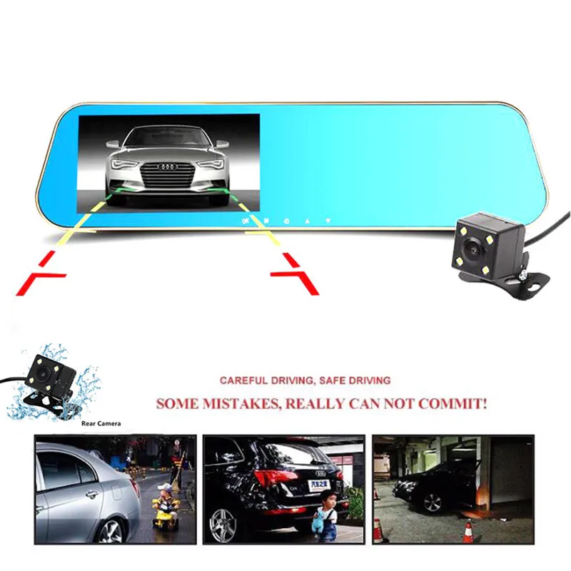GSPSCN Car 4.3 Inch Blue Review Mirror DVRs Digital Video Recorder Dual Lens Dash Cam Registratory Camcorder Full HD 1080P - 5